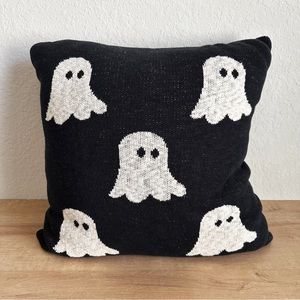 Halloween Magaschoni Home Knit Ghost Pillow 20x20 Black and White